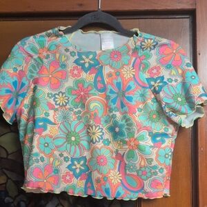 Retro No Boundaries Floral Crop Top - Multicolor